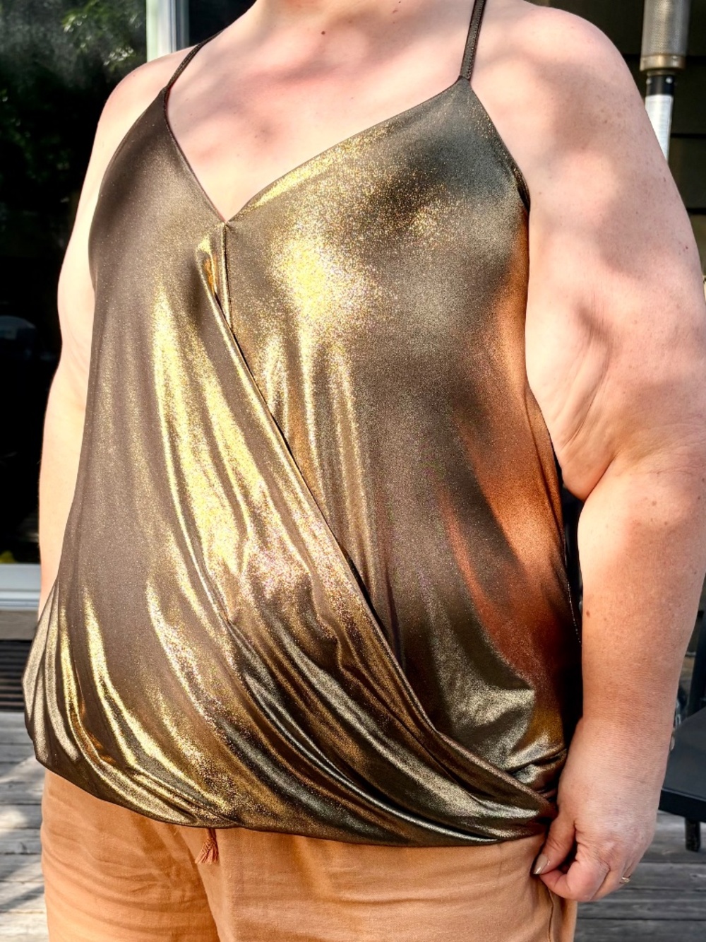 MXM Metallic Gold Surplice Tank Top Size 3X – Party/Vegas Halter